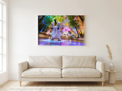 Final Fantasy VII Rebirth Cait Sith Key Art poster in a white frame in a living room