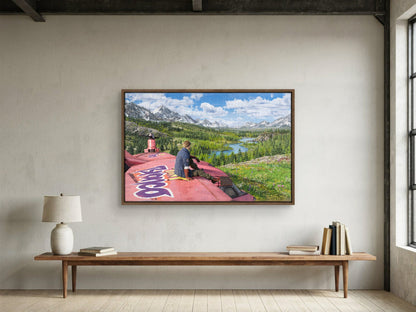 Final Fantasy VII Rebirth Cid Key Art as a walnut floater framed canvas in a loft