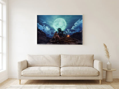Final Fantasy VII Rebirth Red XIII Key Art poster in a white frame in a living room