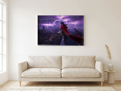 Final Fantasy VII Rebirth Vincent Key Art poster in a white frame in a living room