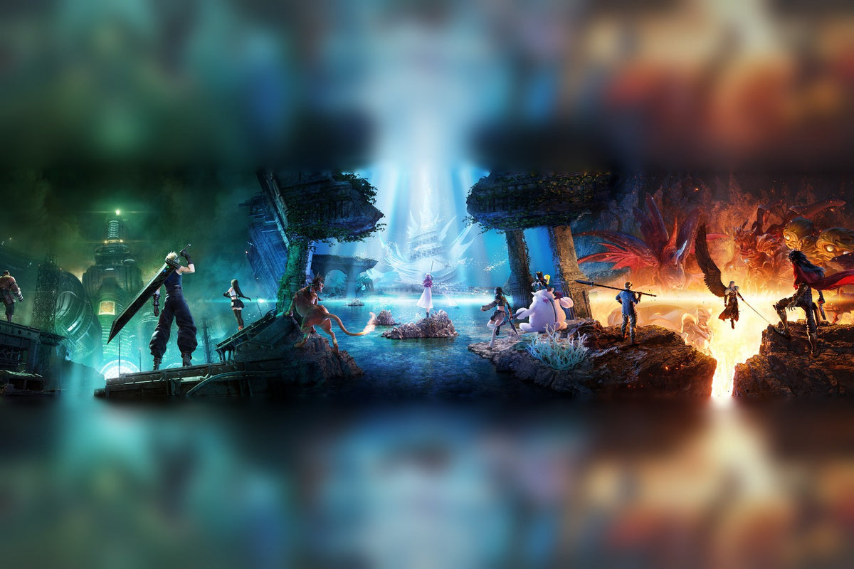 Final Fantasy VII Revelation trilogy key art: Midgar, the Forgotten City and the final battle