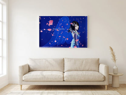Final Fantasy VIII Rinoa Heartilly Promo Art poster in a white frame in a living room