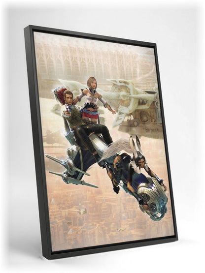 Final Fantasy XII Ashe Balthier and Fran as a black floater framed canvas leaning against a wall