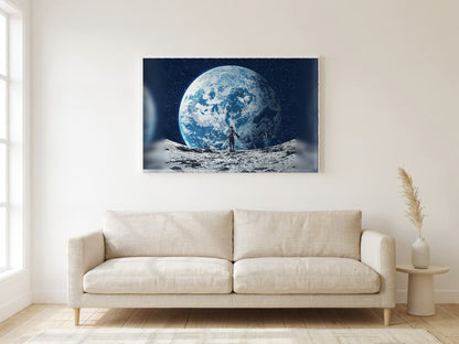 Final Fantasy XIV Endwalker Vinyl Single Art poster in a white frame in a living room (horizontal)