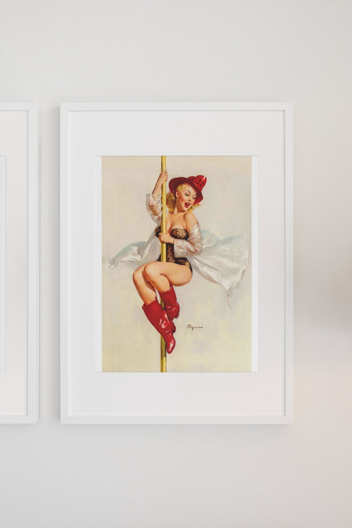 Fire Belle by Gil Elvgren, pin-up poster — gallery wall