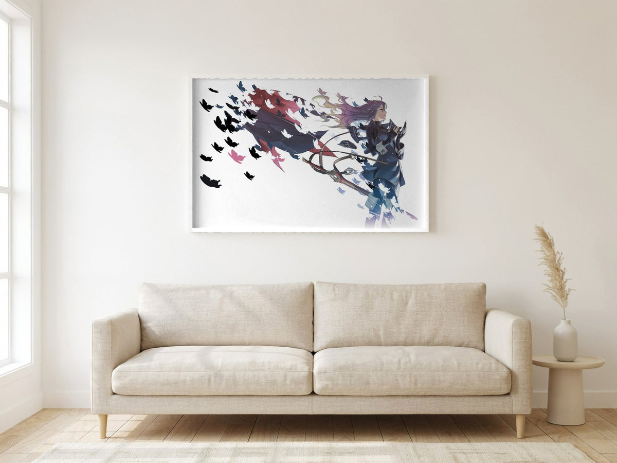 Fire Emblem Awakening Lucina by Yusuke Kozaki poster in a white frame in a living room