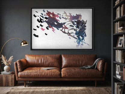 Fire Emblem Awakening Lucina by Yusuke Kozaki as a black floater framed canvas in a media room