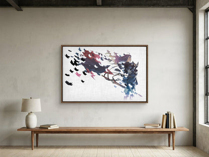Fire Emblem Awakening Lucina by Yusuke Kozaki as a walnut floater framed canvas in a loft