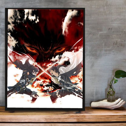Fire Emblem Awakening Promotional Art poster in a black frame on a wooden shelf against concrete
