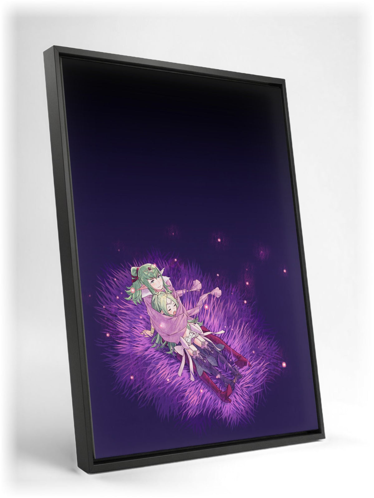 Fire Emblem Awakening Tiki and Nowi as a black floater framed canvas leaning against a wall