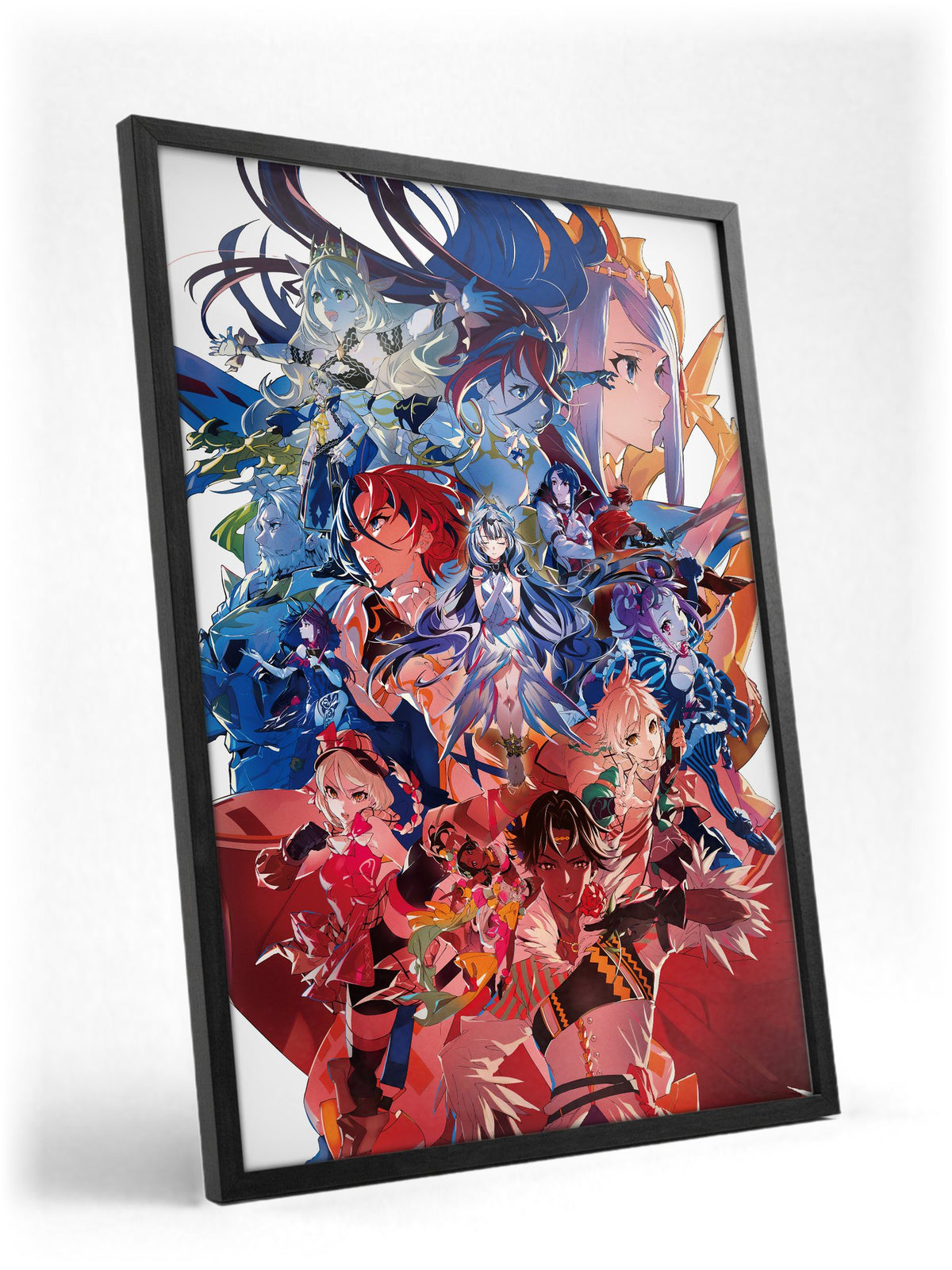 Fire Emblem Engage Divine Edition Art poster in a black frame with glass leaning against a wall