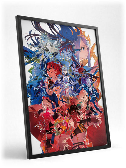 Fire Emblem Engage Divine Edition Art poster in a black frame with glass leaning against a wall