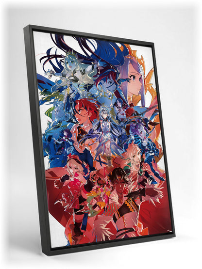 Fire Emblem Engage Divine Edition Art as a black floater framed canvas leaning against a wall