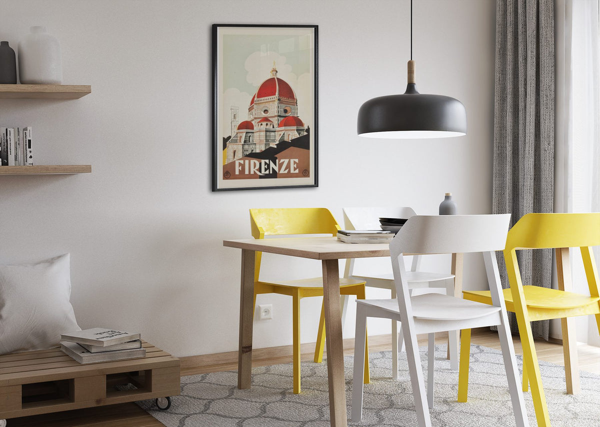 Firenze Duomo poster framed above a dining table