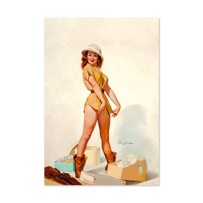 Fit to Kill by Gil Elvgren, pin-up poster — framed print
