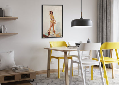 Fit to Kill by Gil Elvgren, pin-up poster — dining room