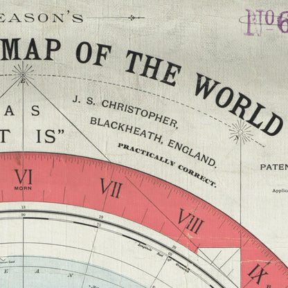 Close-up detail of the Flat Earth Map 1892