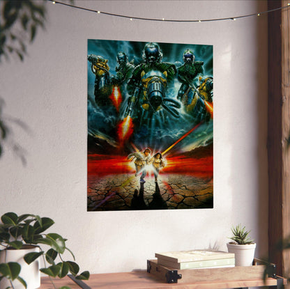 Flight from Paradise (1990) Movie Key Art poster unframed on a white wall above a desk