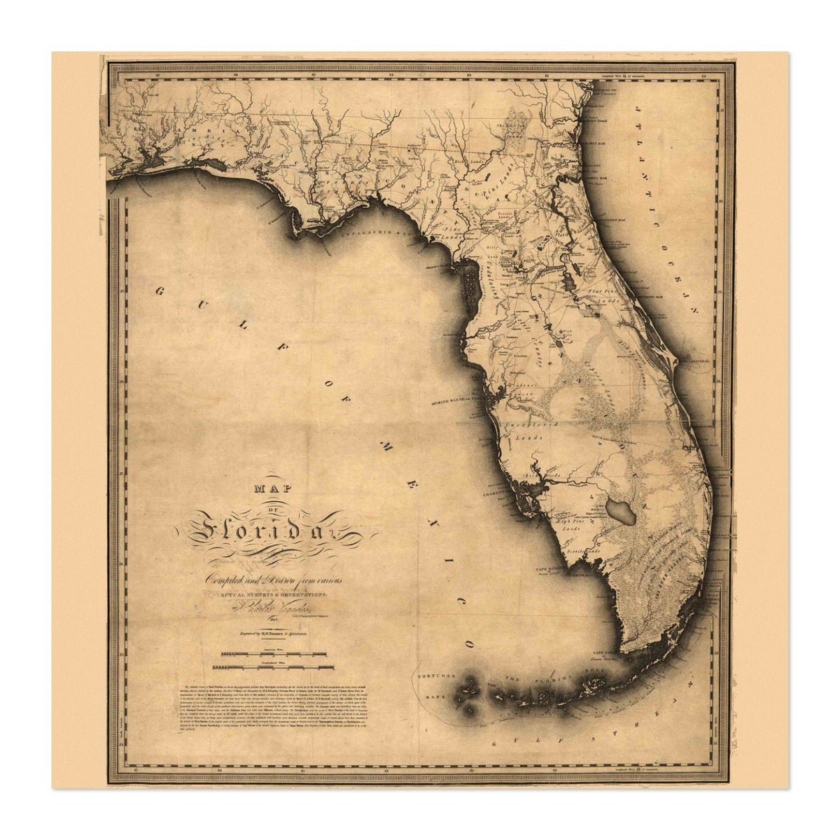Florida 1823 Map vintage print