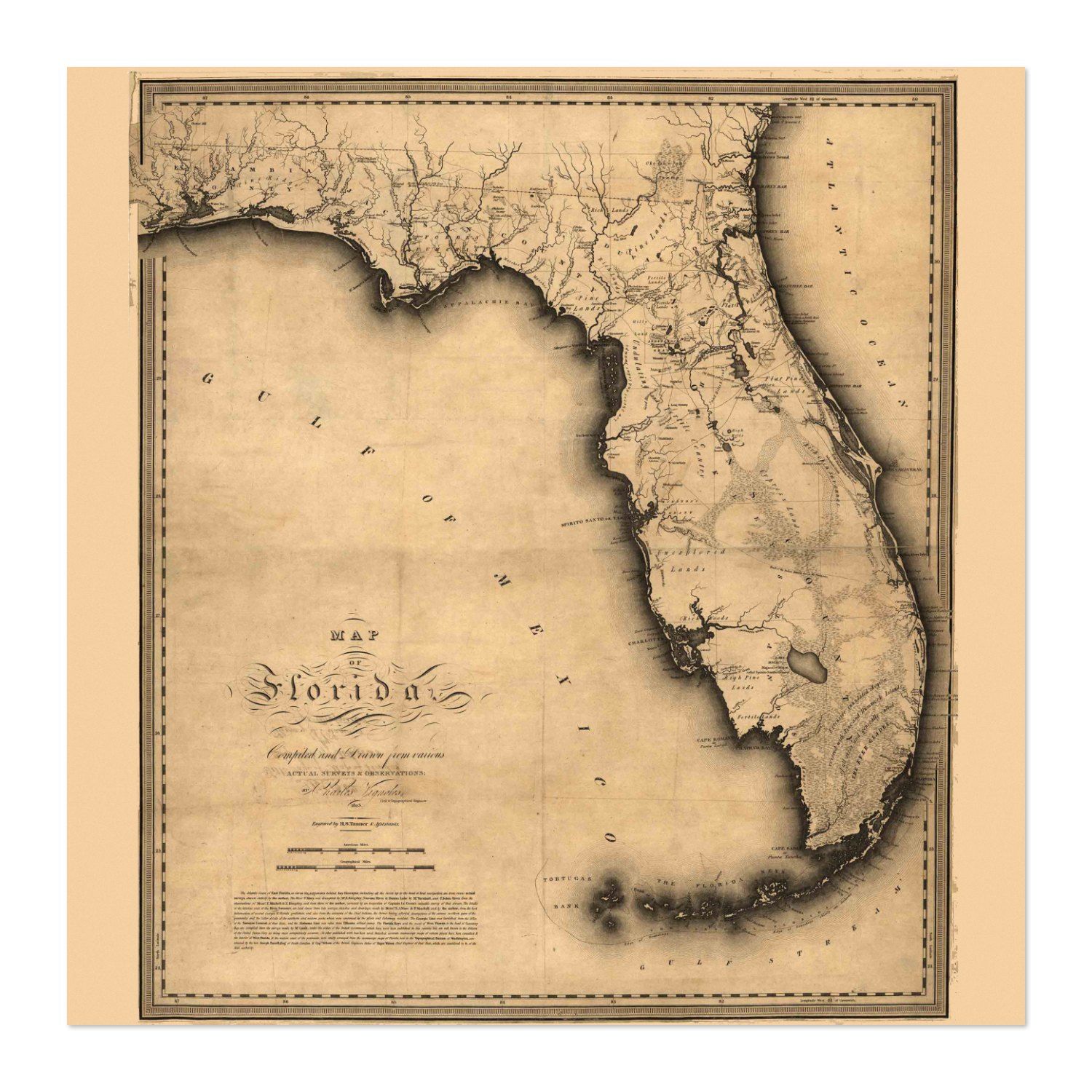 Florida 1823 Map vintage print