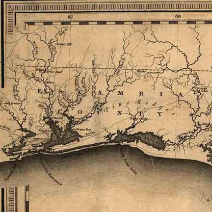 Close-up detail of the Florida 1823 Map