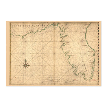 Florida Coast 1639 Chart vintage print