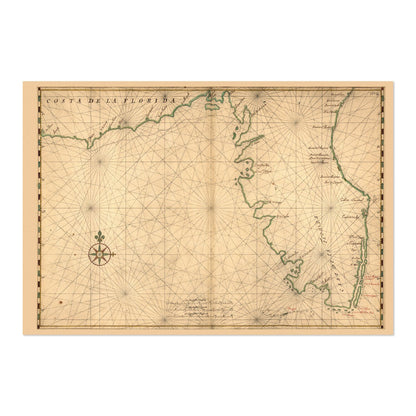 Florida Coast 1639 Chart vintage print