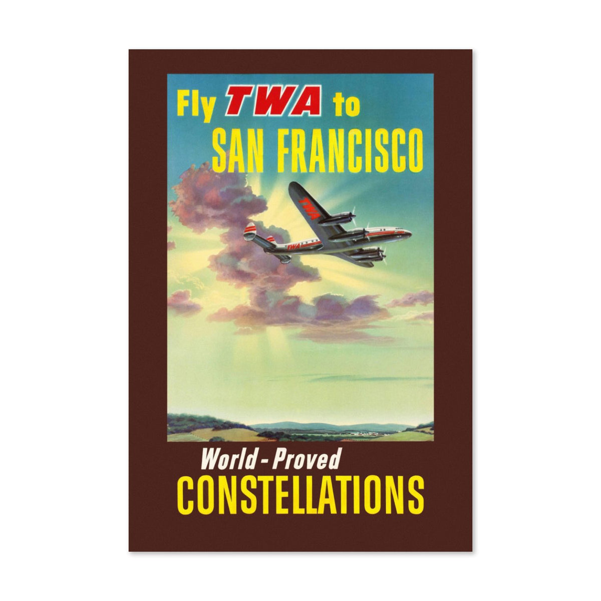 Fly TWA to San Francisco Constellations poster print