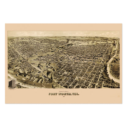 Fort Worth 1891 Panoramic Map poster print