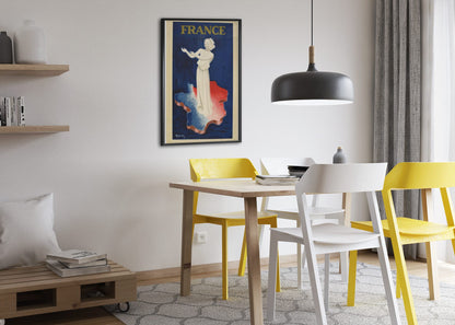 France Marianne poster framed above a dining table
