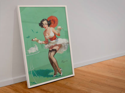 Fresh Breeze by Gil Elvgren, pin-up poster — leaning frame