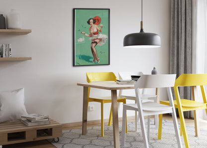 Fresh Breeze by Gil Elvgren, pin-up poster — dining room