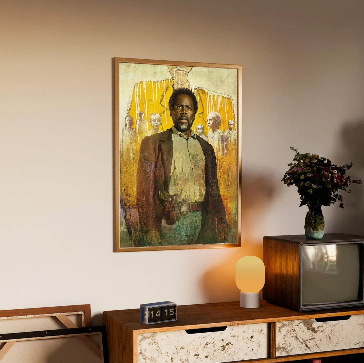 FROM Key Art poster in an oak frame above a sideboard