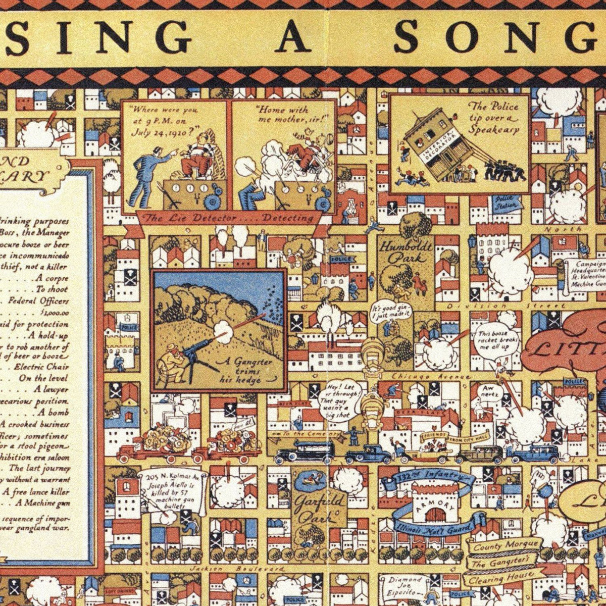 Close-up detail of the Gangland Chicago 1931 Map