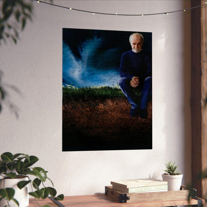 George Carlin: Life Is Worth Losing (2005) Movie Key Art poster unframed on a white wall above a desk
