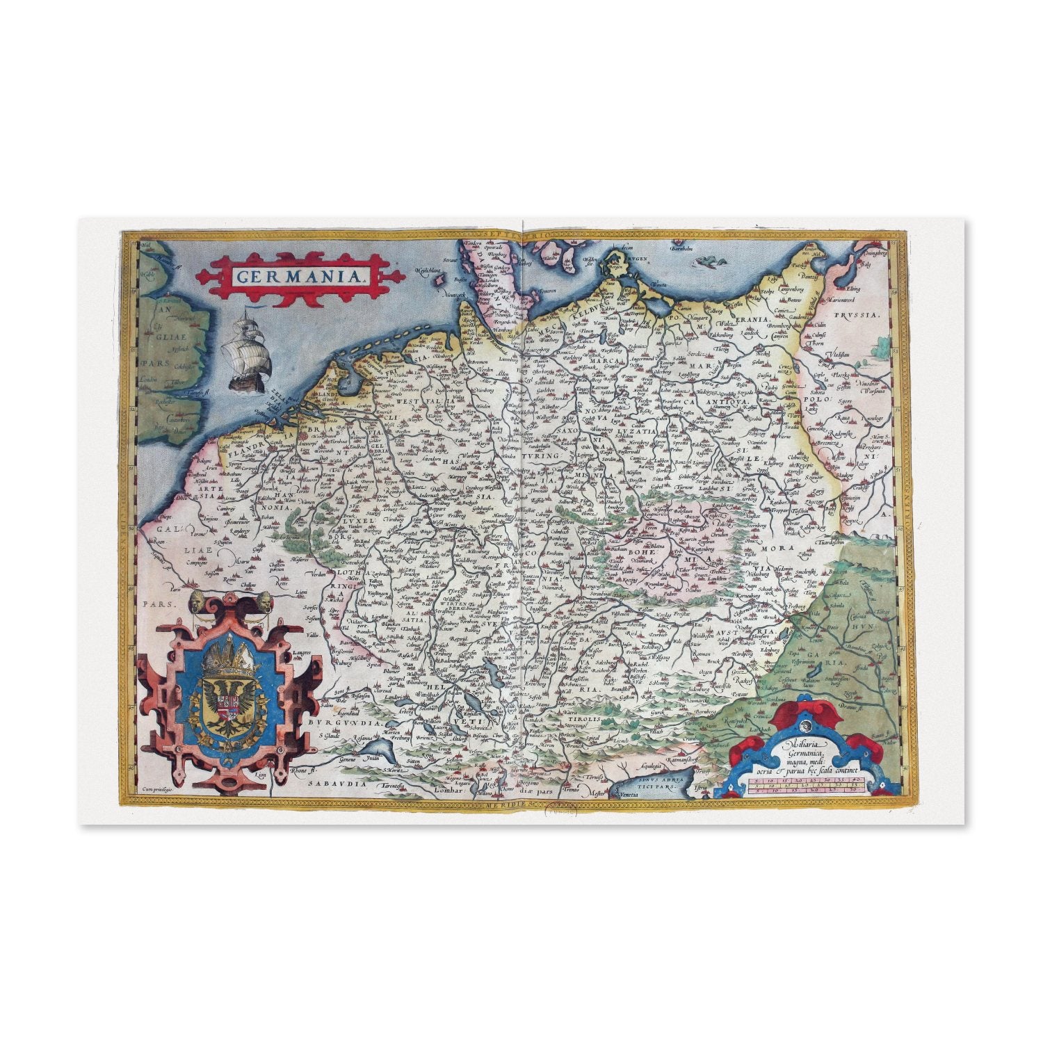Germany 1570 Ortelius Map poster print