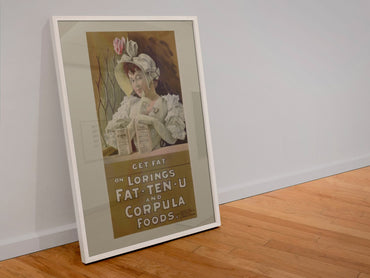 Get Fat Lorings Fat Ten U poster in a white frame leaning against a wall