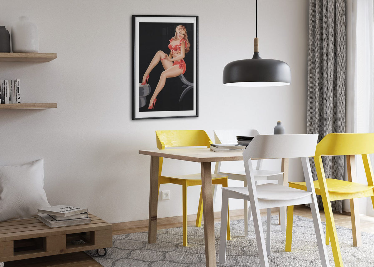 Getting Ready poster framed above a dining table