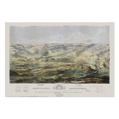 Gettysburg 1863 Battlefield Map vintage print