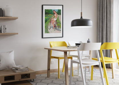 Girl on a Bicycle by Gil Elvgren, pin-up poster — dining room