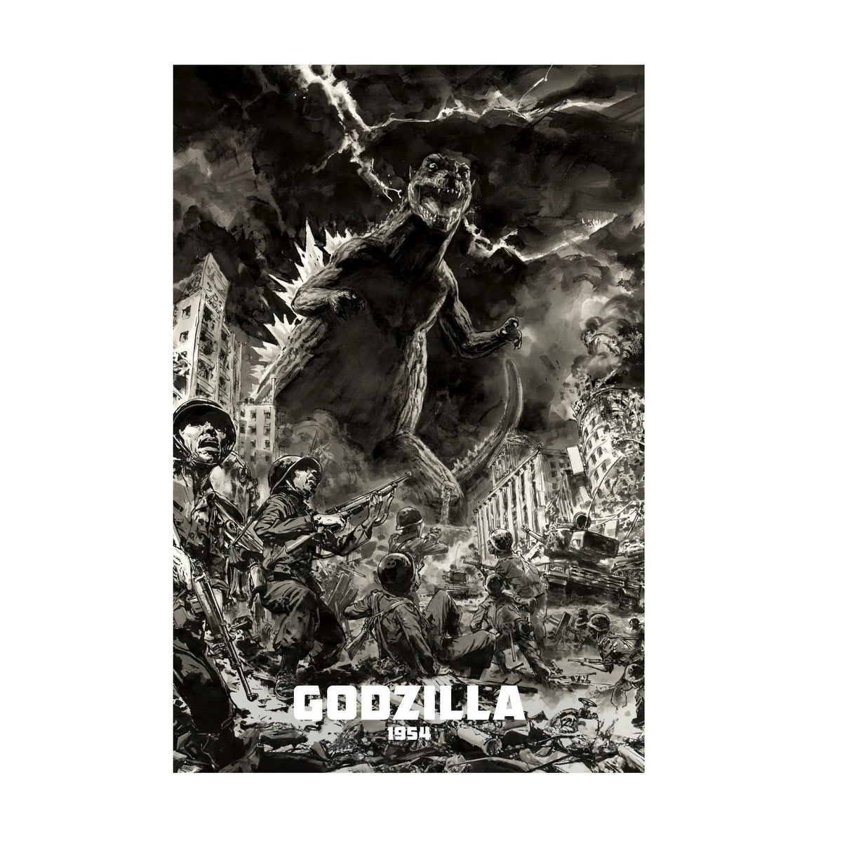 Godzilla (1954) Movie Illustrated Art poster print