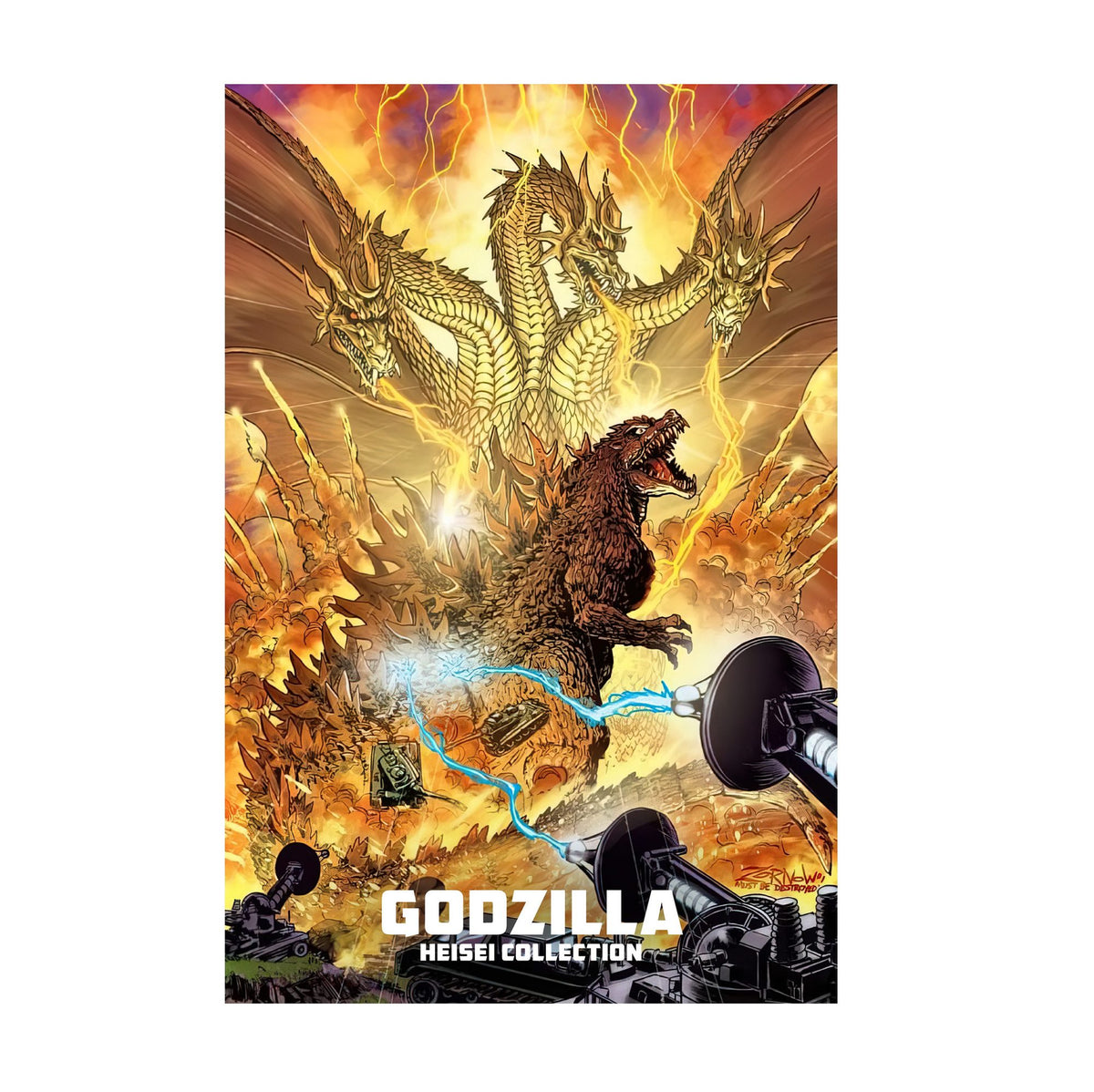 Godzilla Heisei Era Movie Collection Art poster print