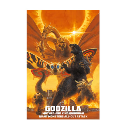 Godzilla, Mothra and King Ghidorah: Giant Monsters All-Out Attack (2001) Poster | Kaiju Wall Art Key Art poster print