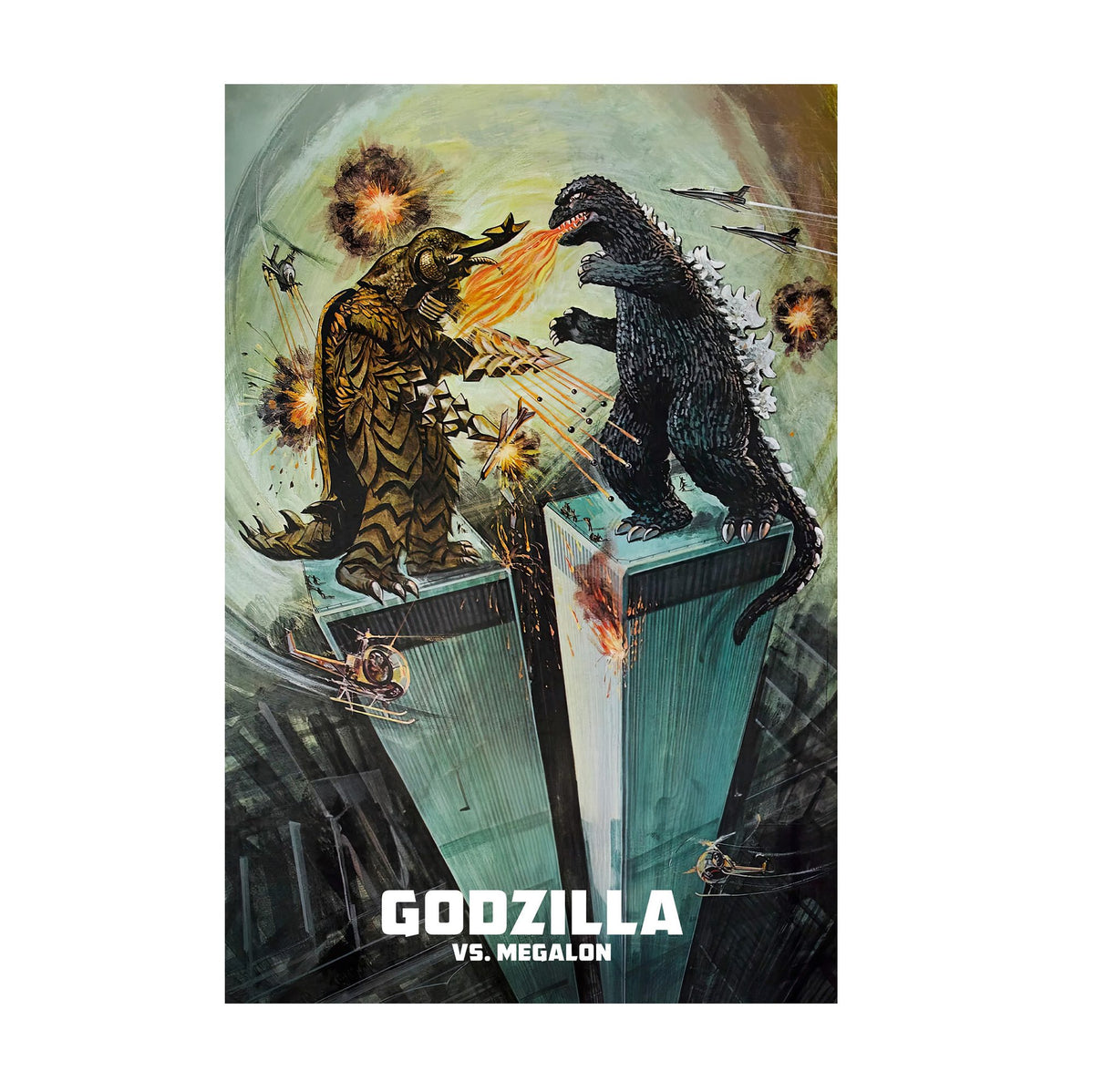Godzilla vs. Megalon (1973) Movie Illustrated Art poster print