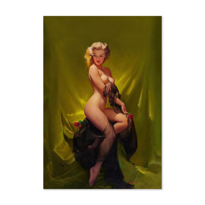 Golden Beauty by Gil Elvgren, pin-up poster — framed print