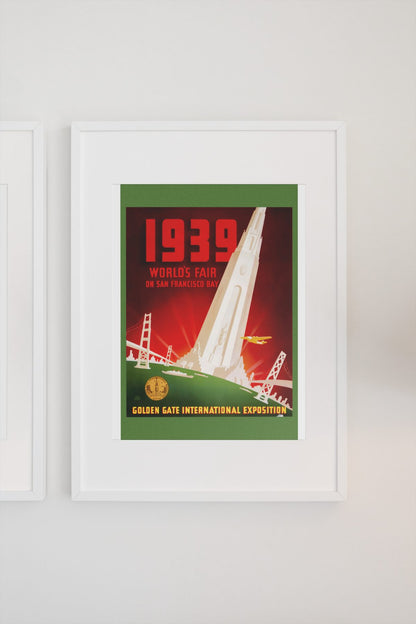 Golden Gate Exposition 1939 poster on a light wall