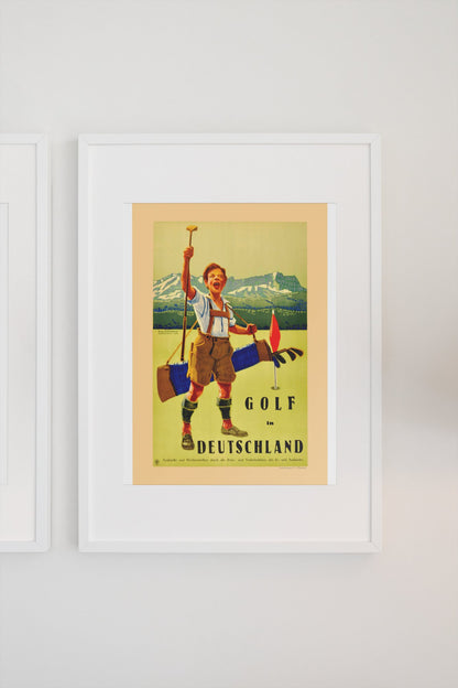 Golf in Deutschland poster on a light wall