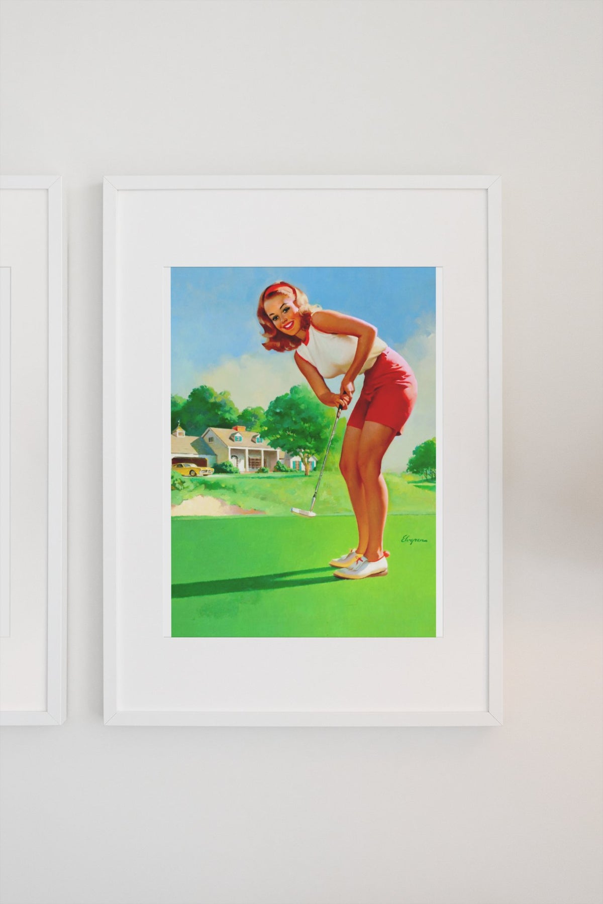 Golfing Girl by Gil Elvgren, pin-up poster — gallery wall