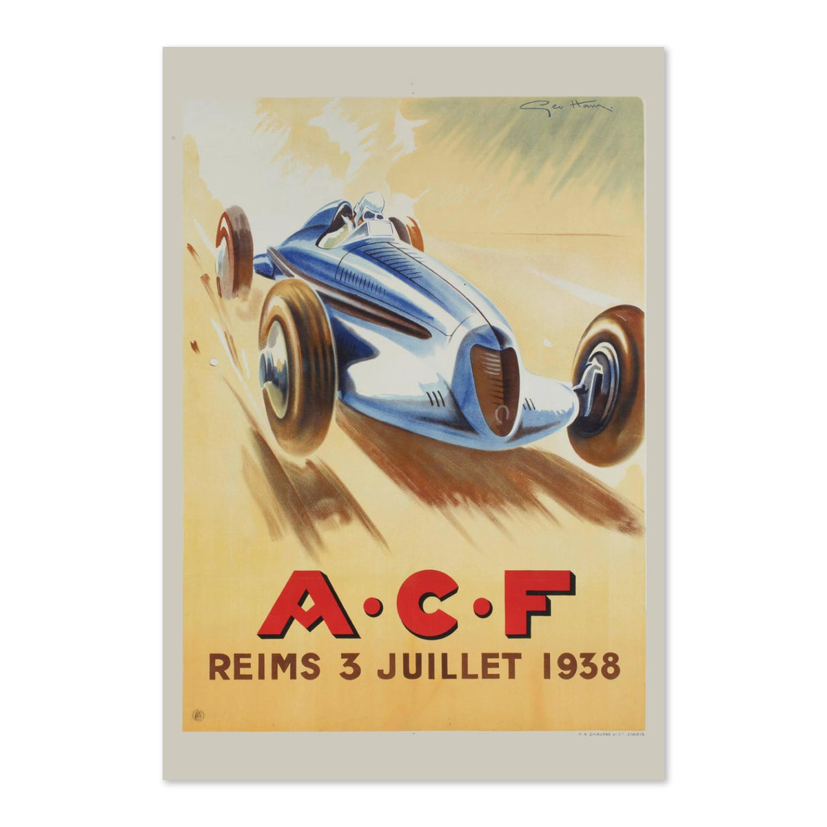 Grand Prix de l'ACF Reims 1938 poster print