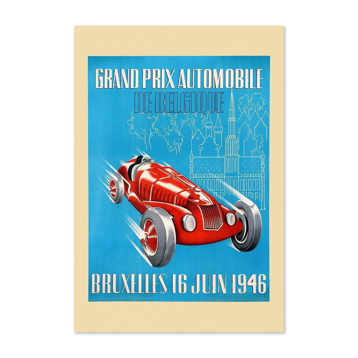 Grand Prix de Belgique Bruxelles 1946 poster print
